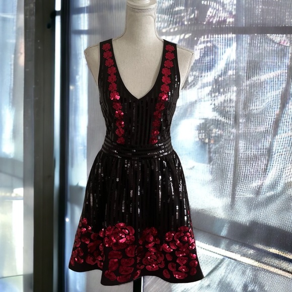 Bebe Black Hayley Sequin Mini Dress Size XS - Picture 3 of 9